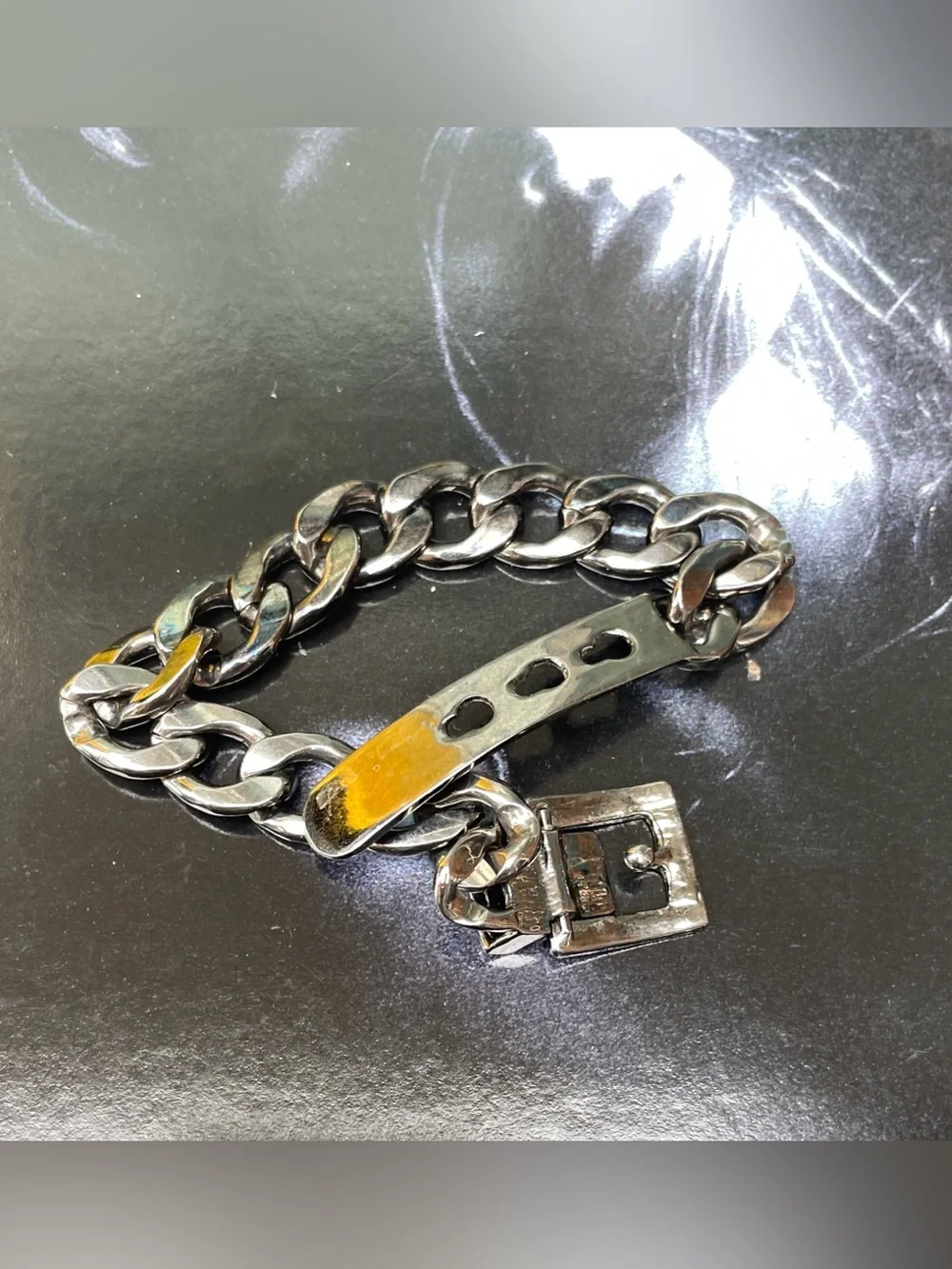 Men's Silver colour Chain bracelet Metallic Accent